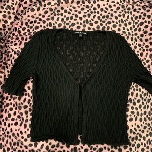 Cable & Gauge Black Open-Front Cardigan